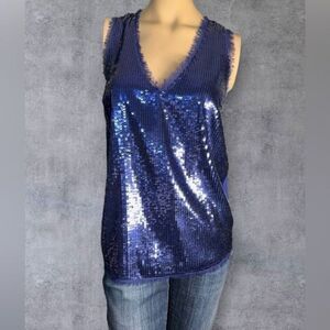 Central Park West Blue Sequin Tank Top